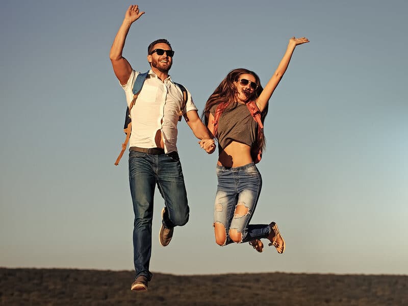 couple jumping with joy