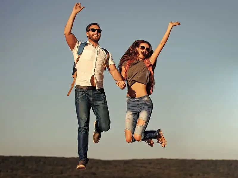 couple jumping with joy