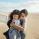 selfie mother and daughter beach