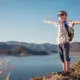 kid at lake hiking