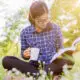 Young lady reading book