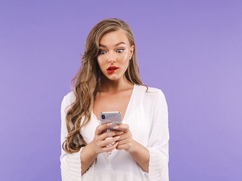 lady getting surprise on phone