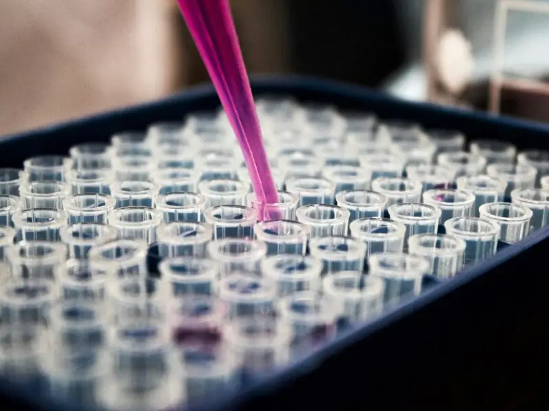 test tubes in a clinical setting