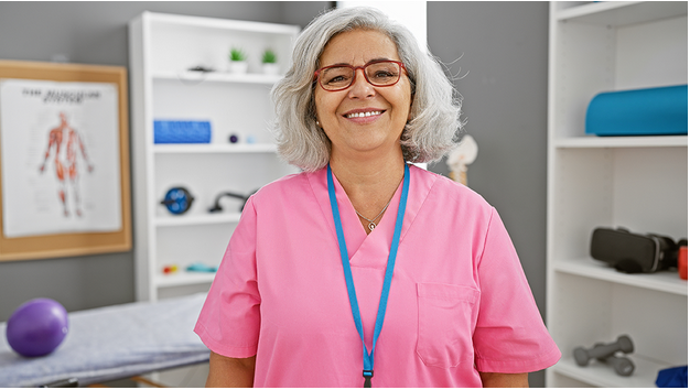 A medical detox nurse in pink smocks at the Mississippi Drug and Alcohol Treatment Center.